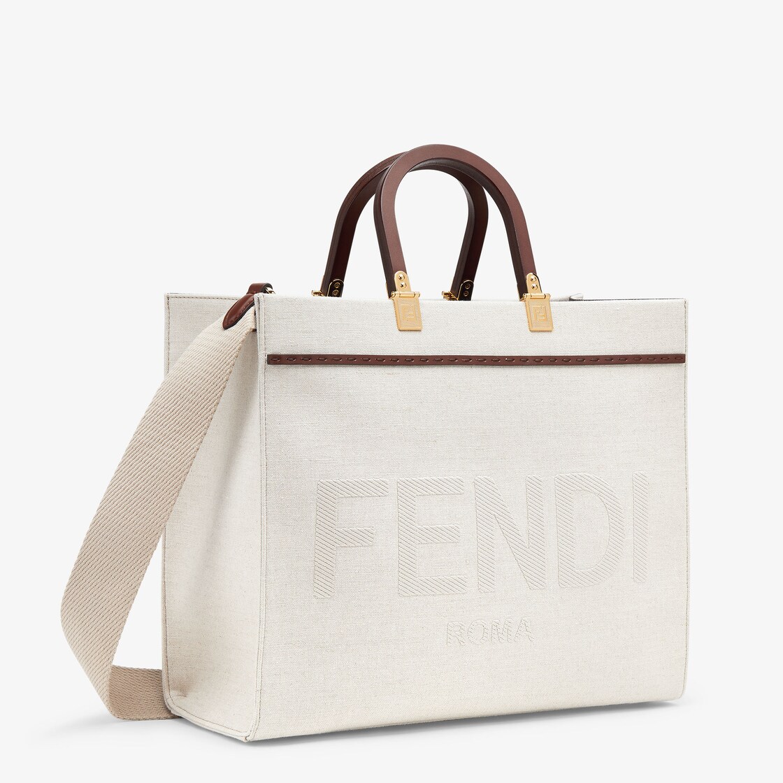 fendi中号阳光购物手提袋白色帆布手提袋-女士手袋-fendi芬迪中国官网