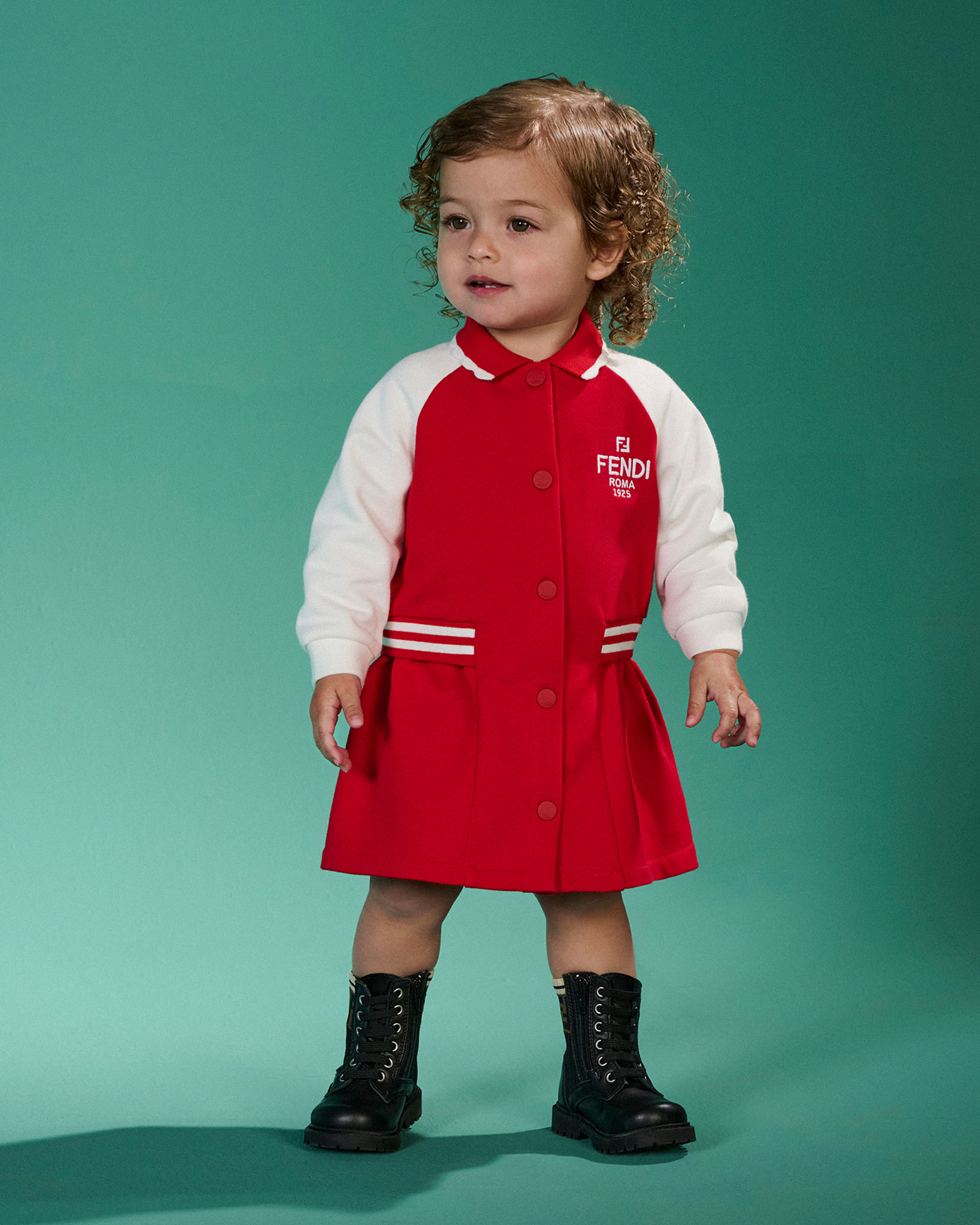 FENDI KIDS FFロゴ カットアウト ワンピース 10A FENDI KIDS FFロゴ