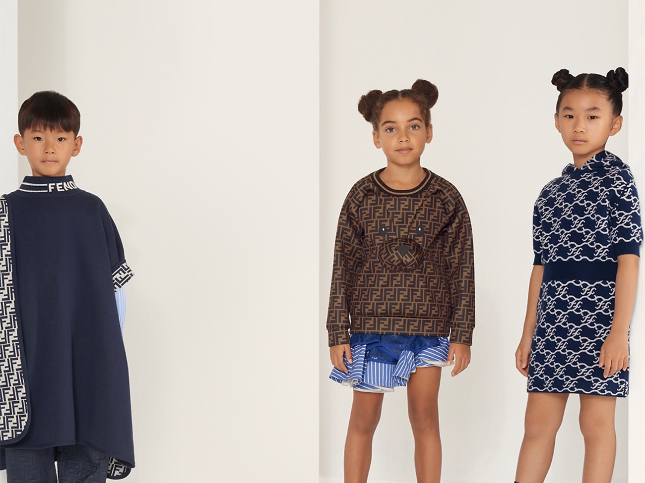 Fendi Kids Logo Zip Up Top in Beige