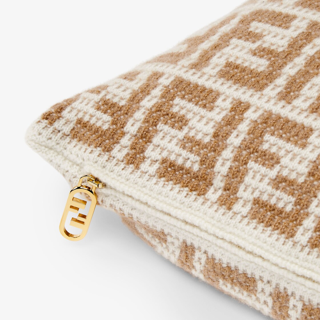 FF Cushion - Beige cashmere cushion | Fendi