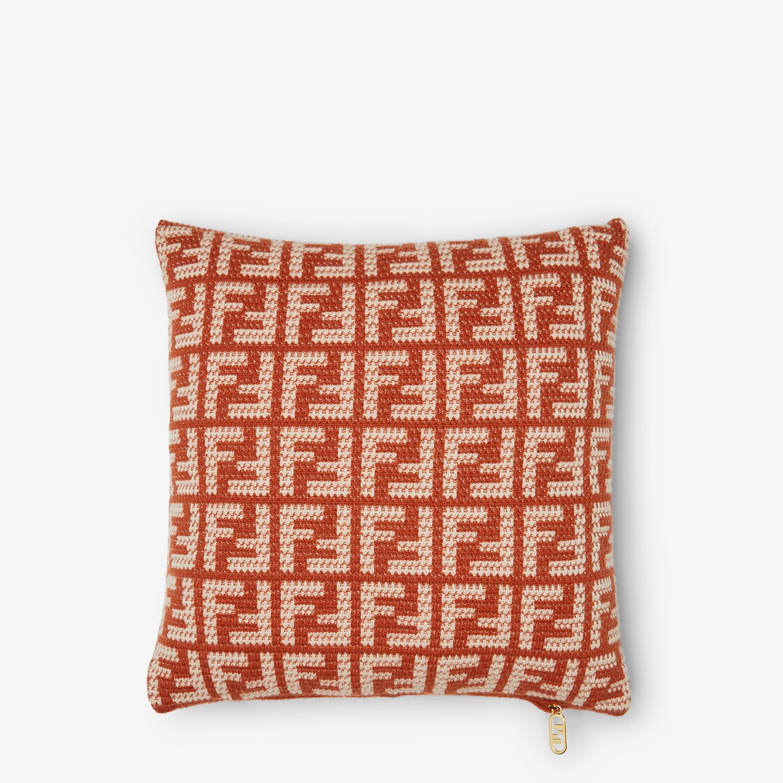 FF square cushion Brick red cashmere cushion Fendi