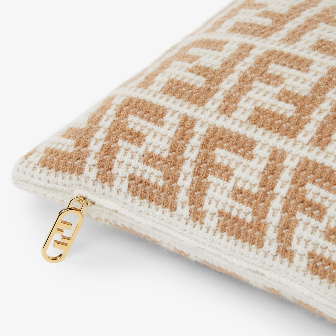 FF rectangular cushion - Beige cashmere cushion | Fendi