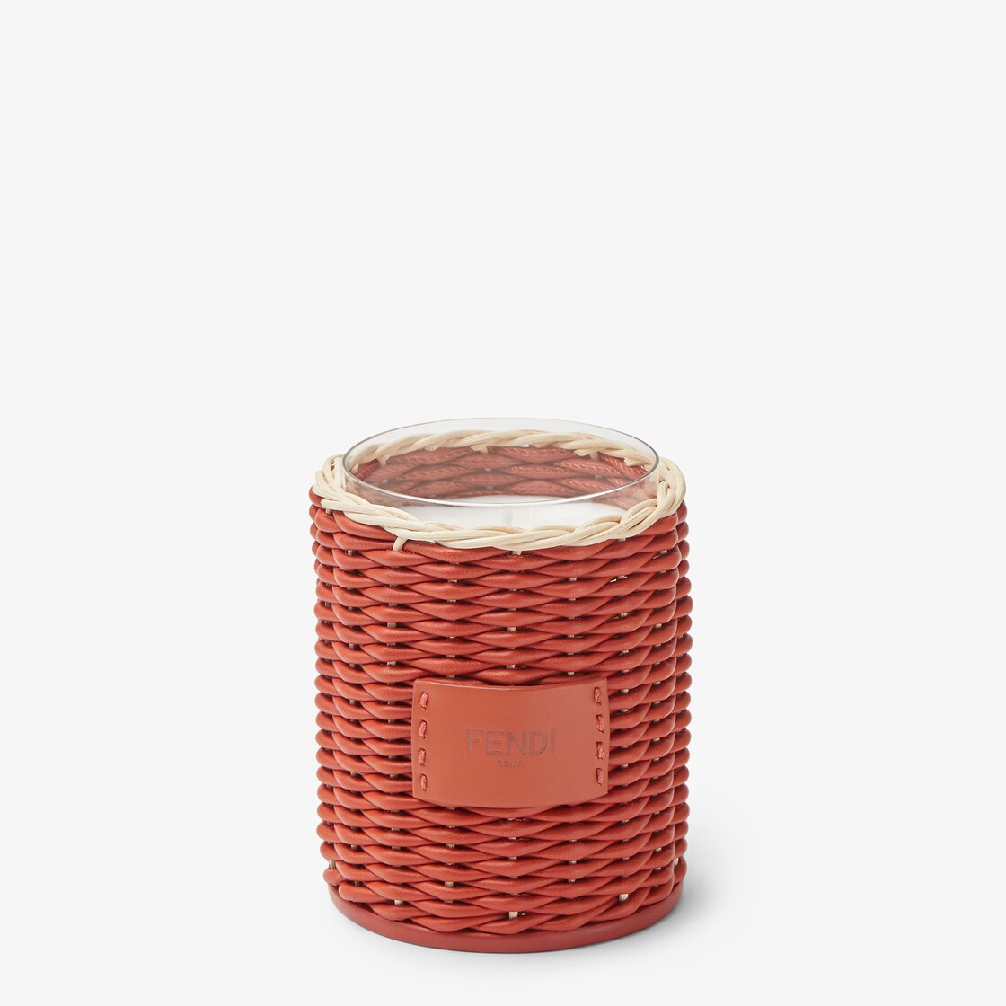 Large Fendi O Lock CandleTwo tone woven leather candle