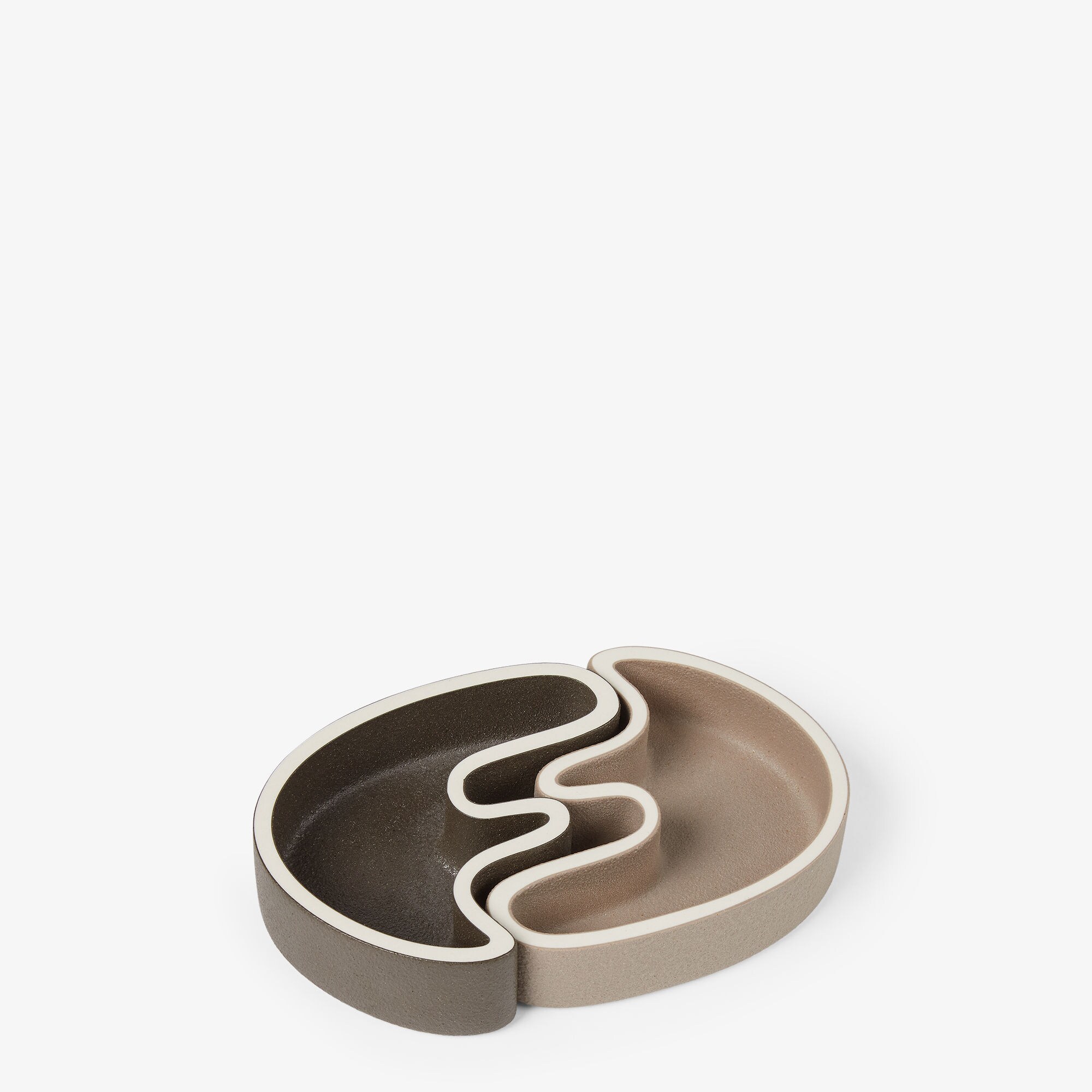 FF Wave Trinket Tray Small Ceramic Grey | Fendi