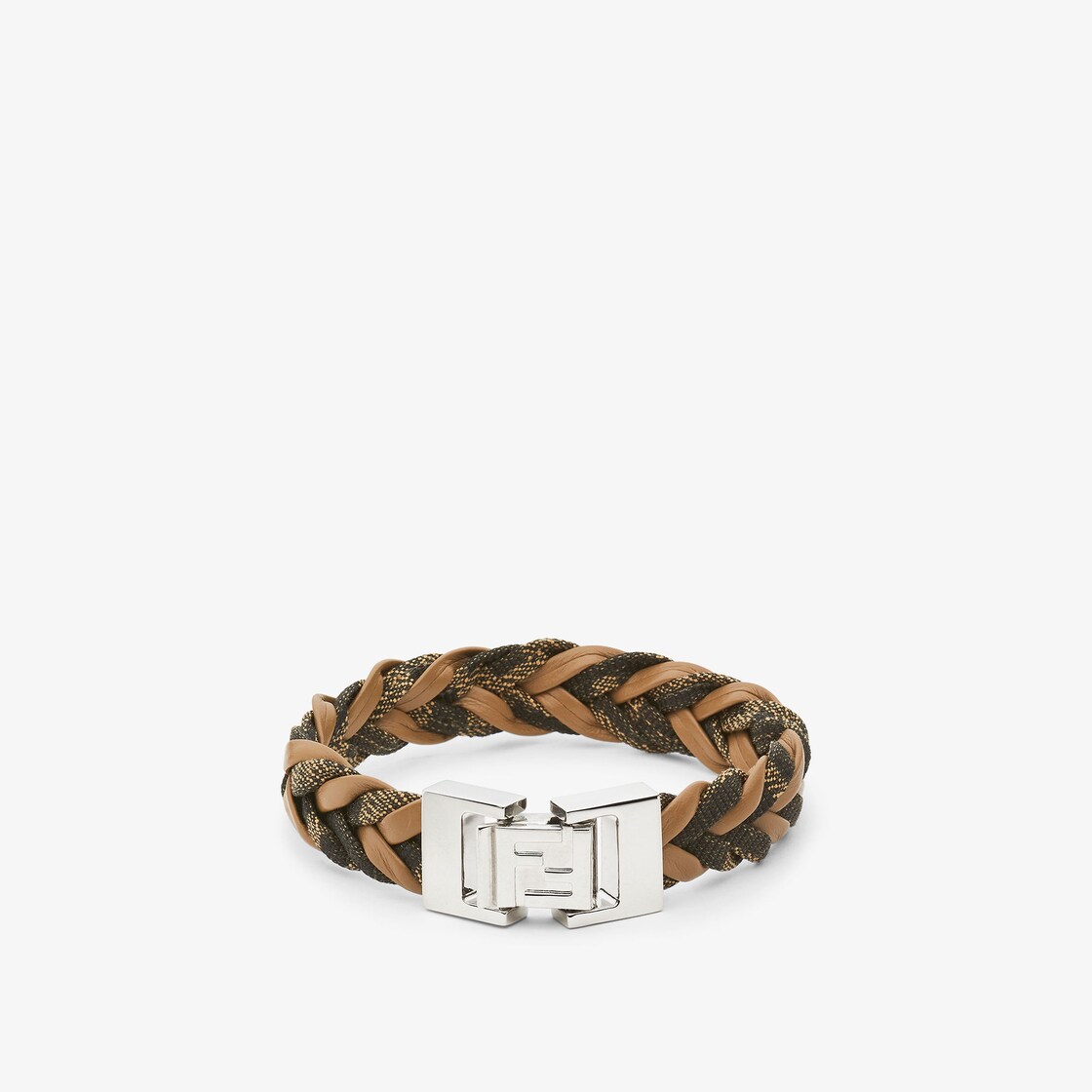 FF Bracelet - Beige leather and brown FF bracelet | Fendi