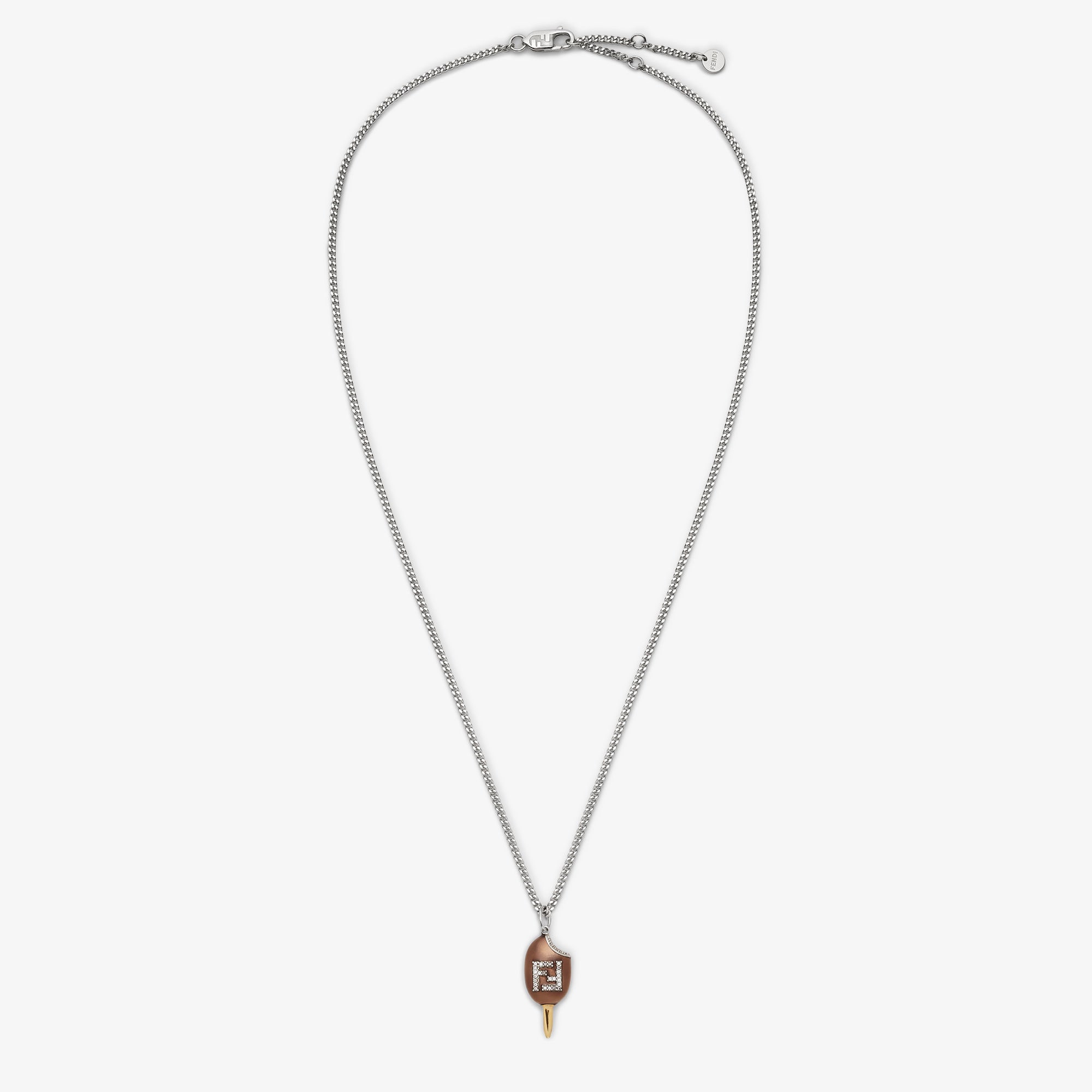 VIP Sale大特価■FENDI■ロゴクリスタルネックレス♪シルバー 国内直営**FENDI** フェンディー シルバーネックレス Giftにも