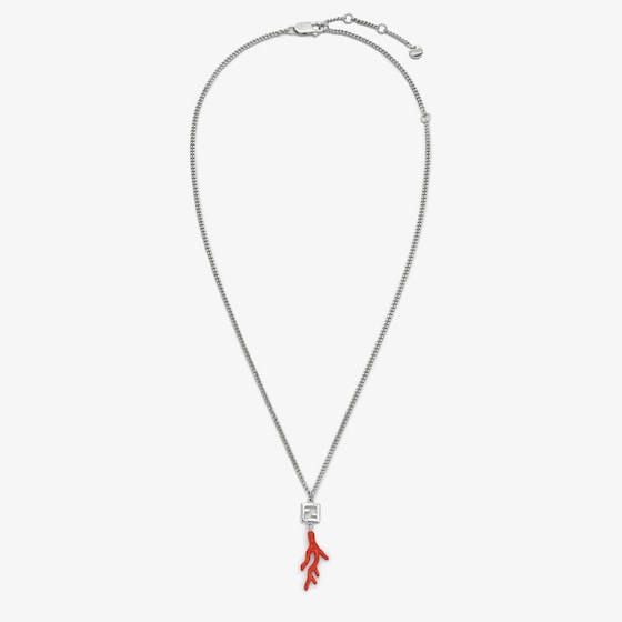 Fendi Red And Silver-coloured Necklace In Metallic