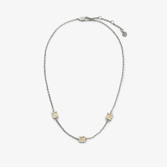 Fendi Ff Cube Necklace In Silver
