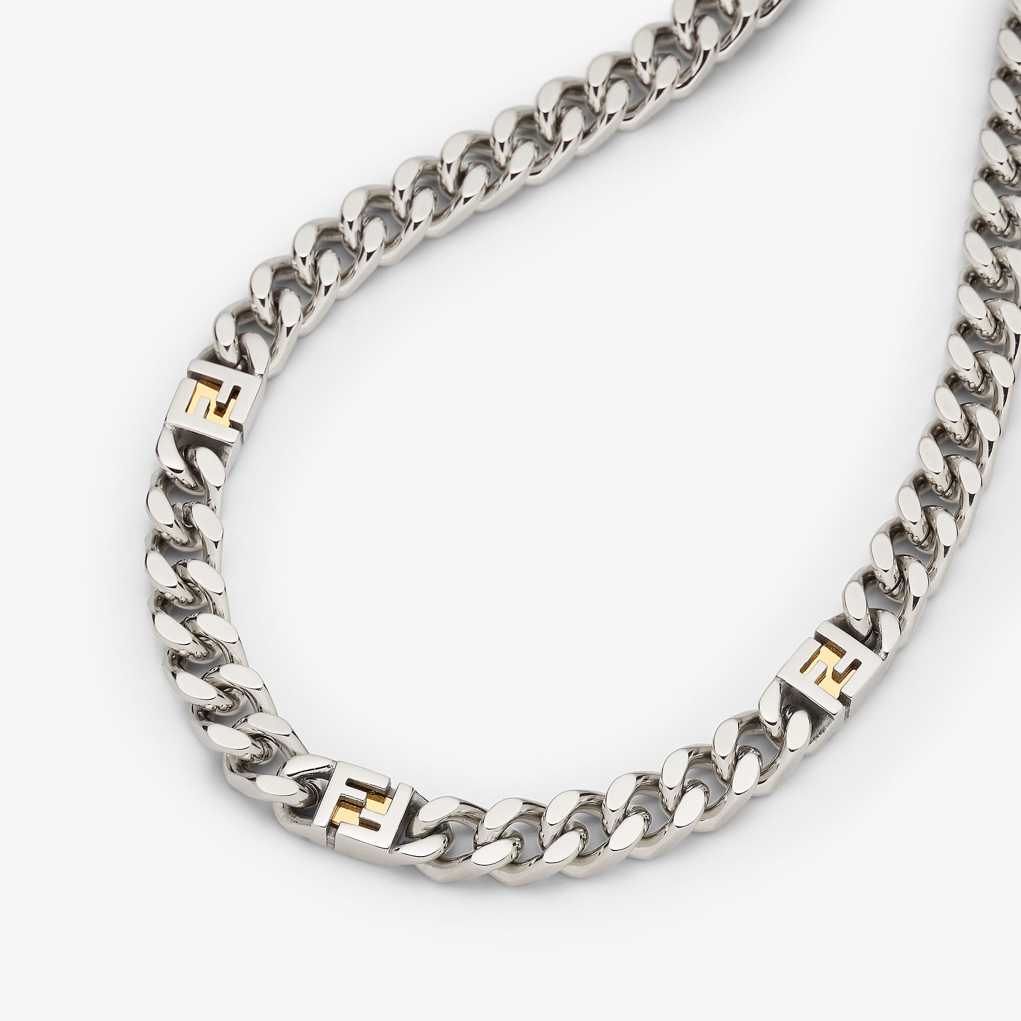 の*み様 FENDI ネックレス シルバー FF 新品未使用❣️ 付属品完備】FENDI FFネックレス シルバーカラー クリスタル FF