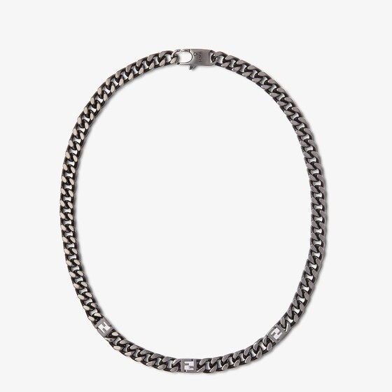 Fendi Ff Cube Necklace In Silver