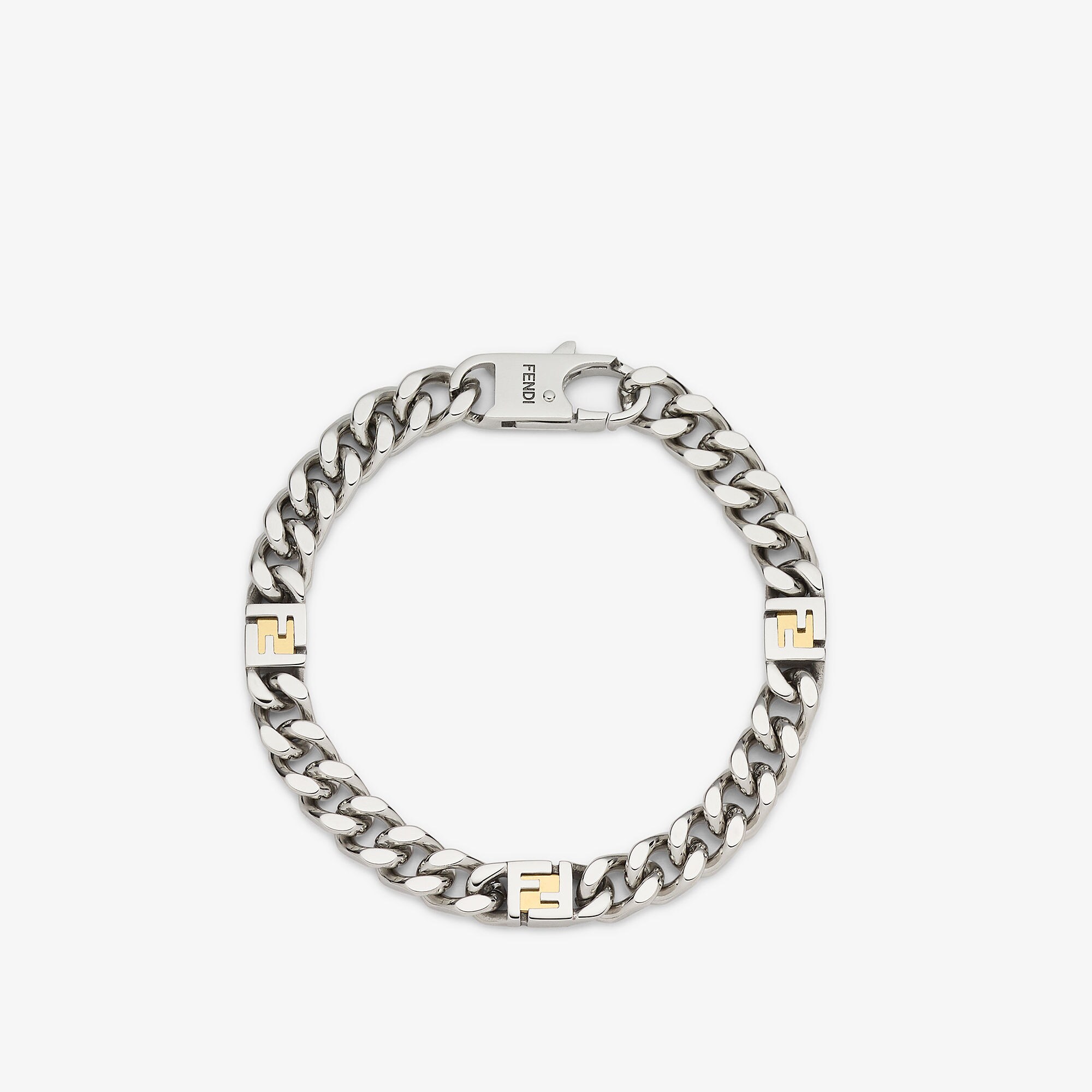 FENDI シルバー ゴールド チェーンブレスレット 中古・古着通販】FENDI (フェンディ) チェーンブレスレット シルバー