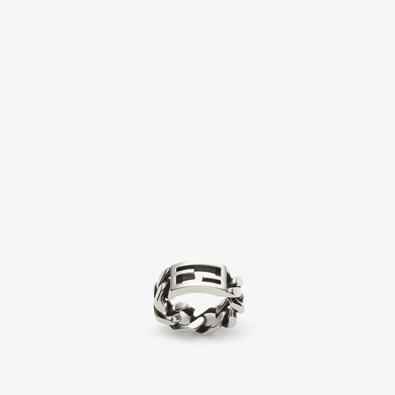 Fendi Tube band ring, with curb-chain links and the iconic