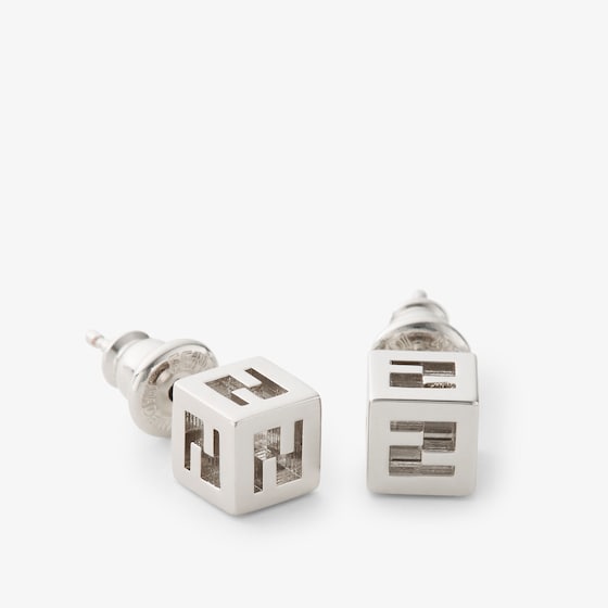 Fendi Stud earrings in a three-dimensional cube shape with the FF | Thumbnail 2