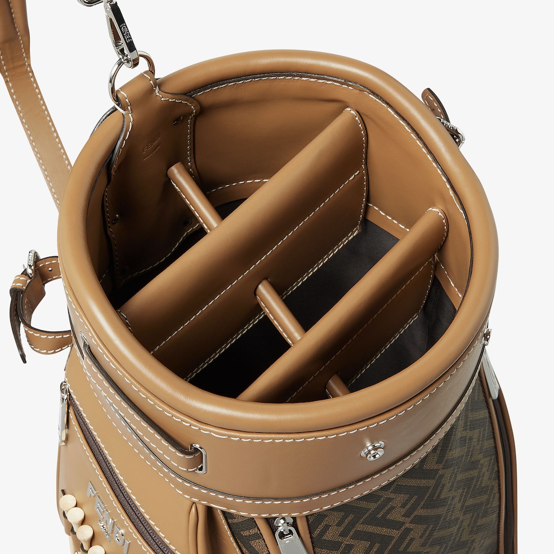 Fendi Diagonal Golf Bag Fabric Brown