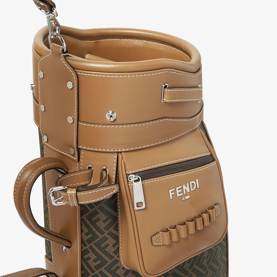 Fendi Diagonal Golf Bag Fabric Brown