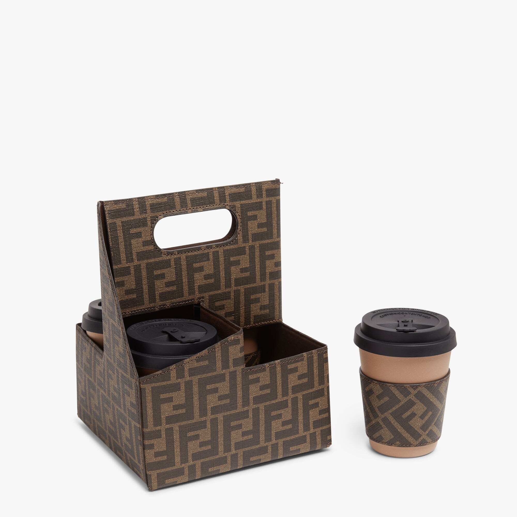 FF Cup Holder Fabric Brown Fendi