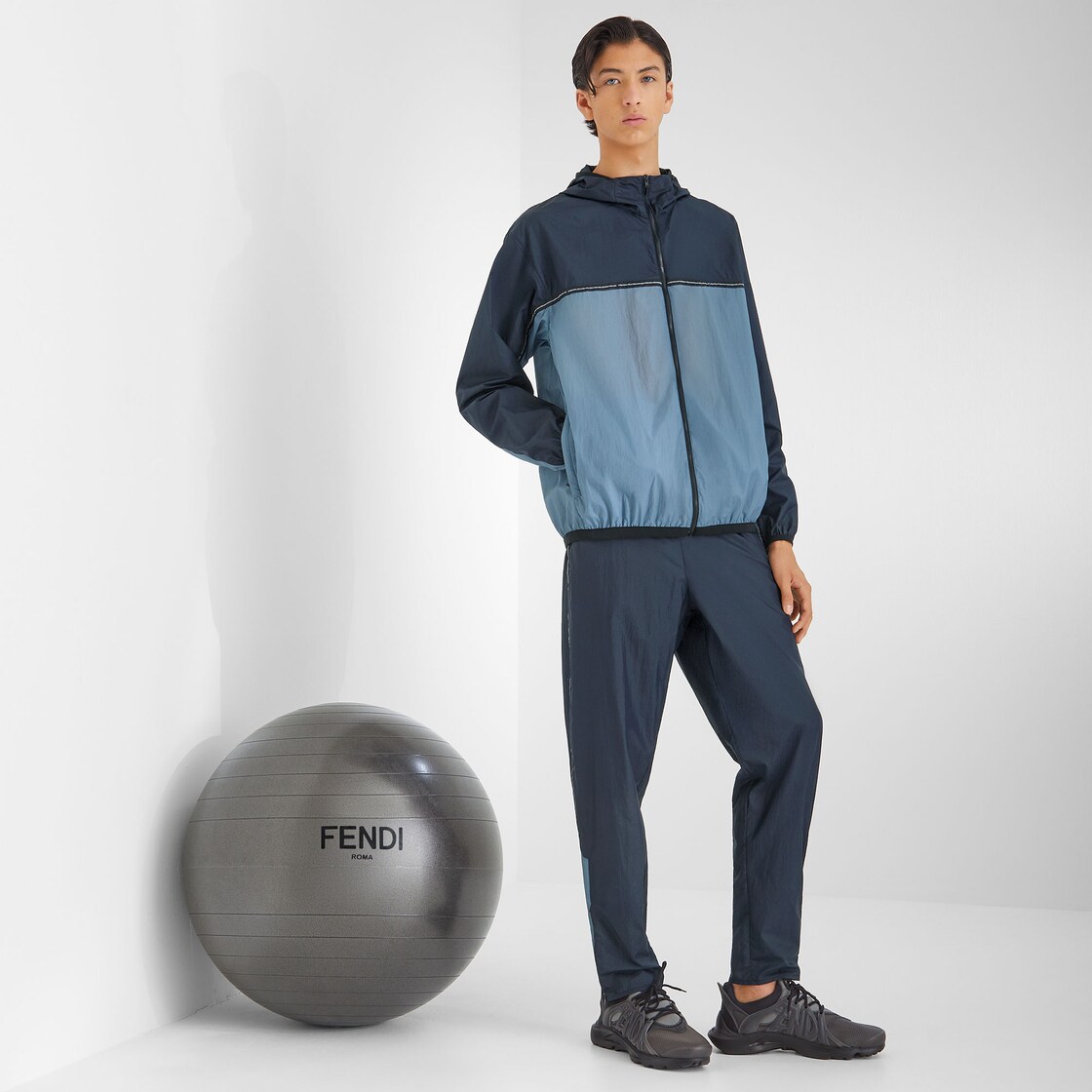 Fendi 19SS 半袖 ツートン ジャンプスーツ オールインワン イエロー×ブラウン 42 (182464