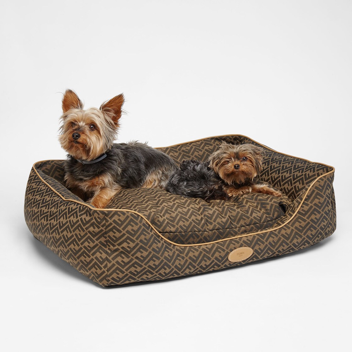 Large FF Jacquard Dog Bed Fabric Brown - Image 3/3