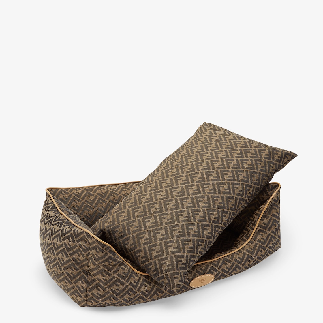 Small FF Jacquard Fendi Dog Bed Fabric Brown - Image 2/3