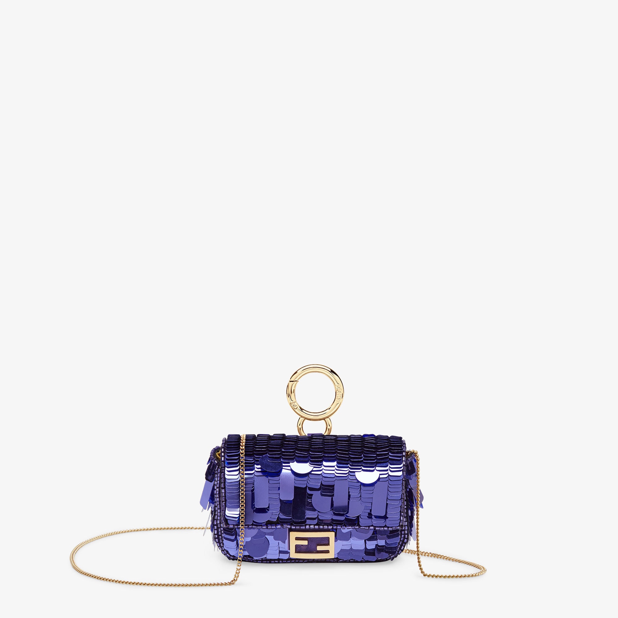 Nano Baguette Charm Fabric Purple Fendi