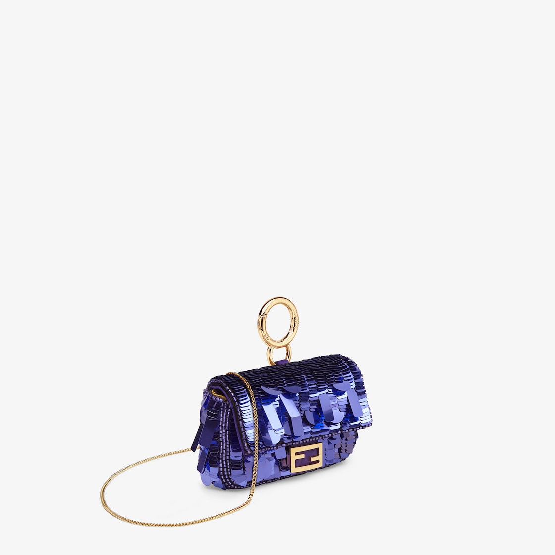 Fendi Sequin Nano Baguette Charm Purple in Lambskin Leather with Gold-tone  - US