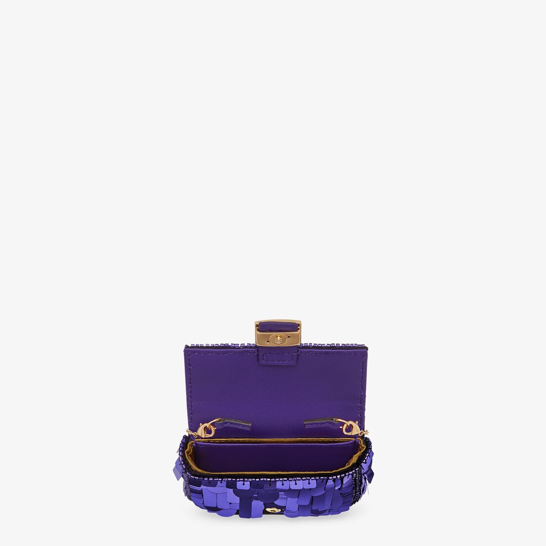 Fendi Sequin Nano Baguette Charm Purple in Lambskin Leather with Gold-tone  - US