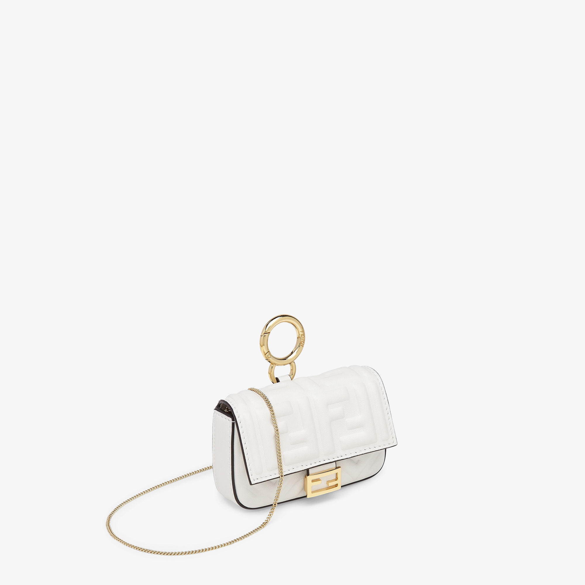 Nano Baguette CharmWhite nappa leather charm