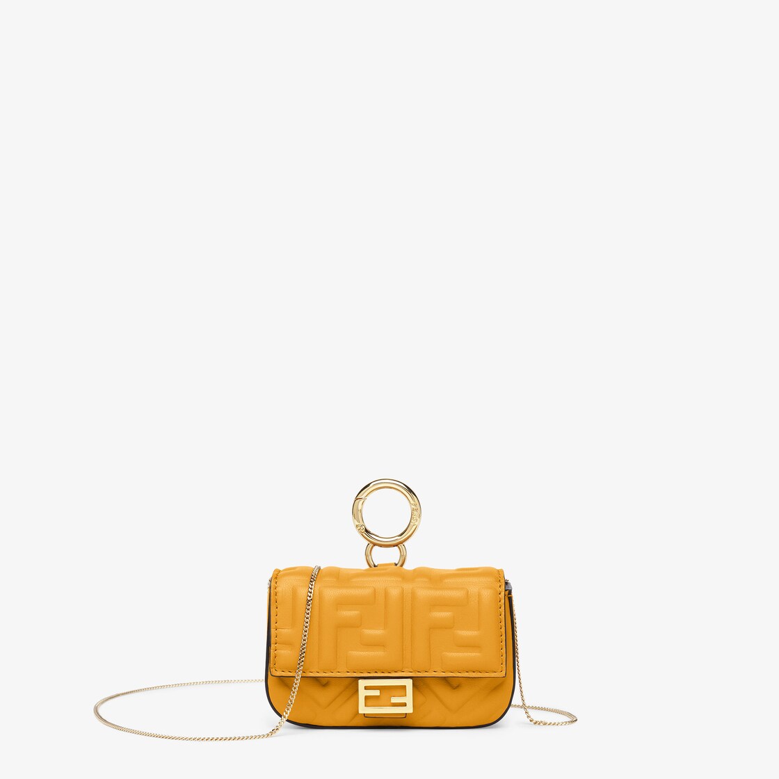 Nano Baguette Charm - Yellow nappa leather charm | Fendi