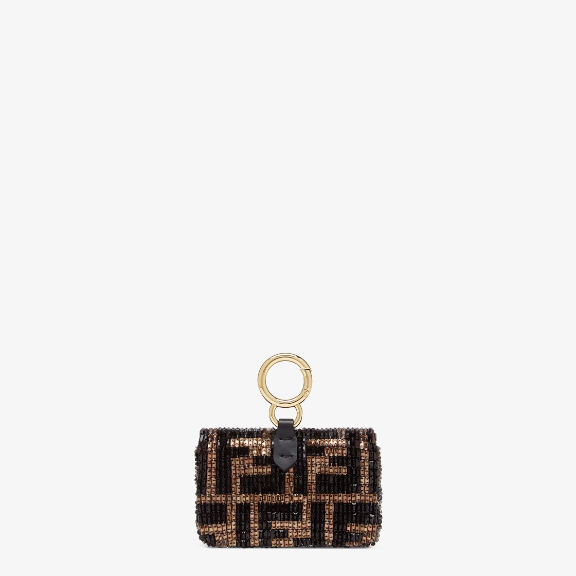 Fendi Sunshine Mini Leather-trimmed Woven Raffia Tote in Black