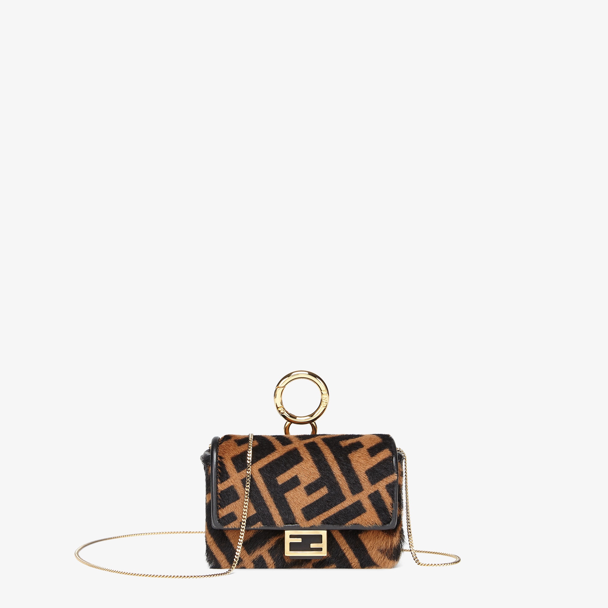 Nano Baguette Charm Fabric Brown Fendi