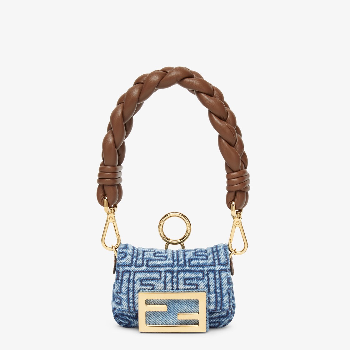 Nano Baguette Charm Blue denim charm Fendi