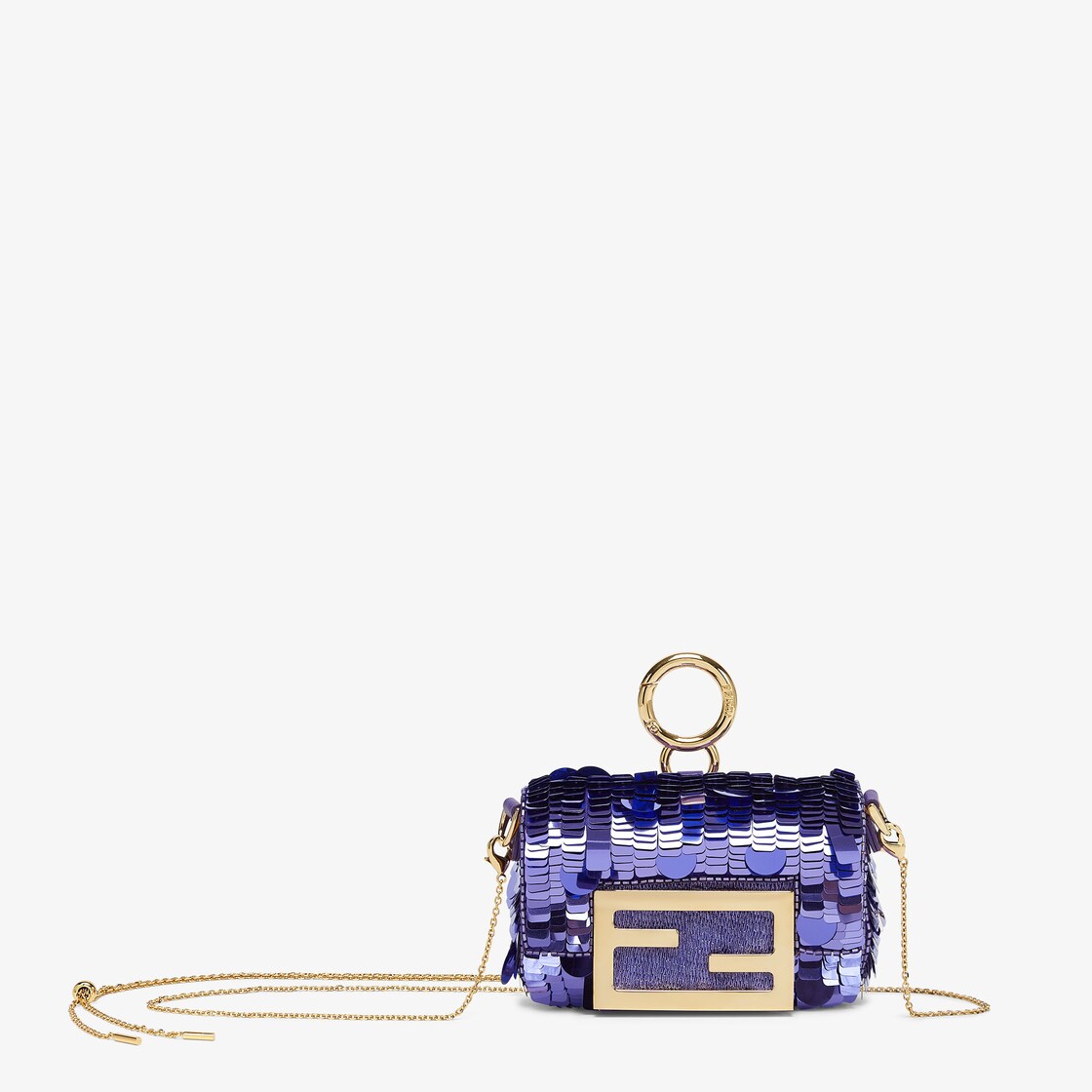 Fendi Sequin and Leather Baguette Mini Purple in Polyester with Gold-tone -  US