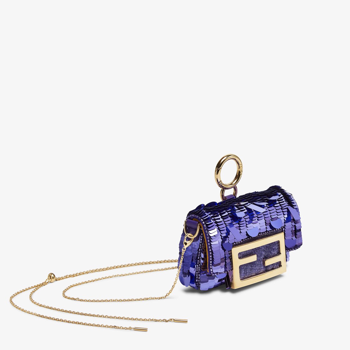 FENDI Vitello Century Opaco Nano Baguette Belt Charm Purple Rain 1233703