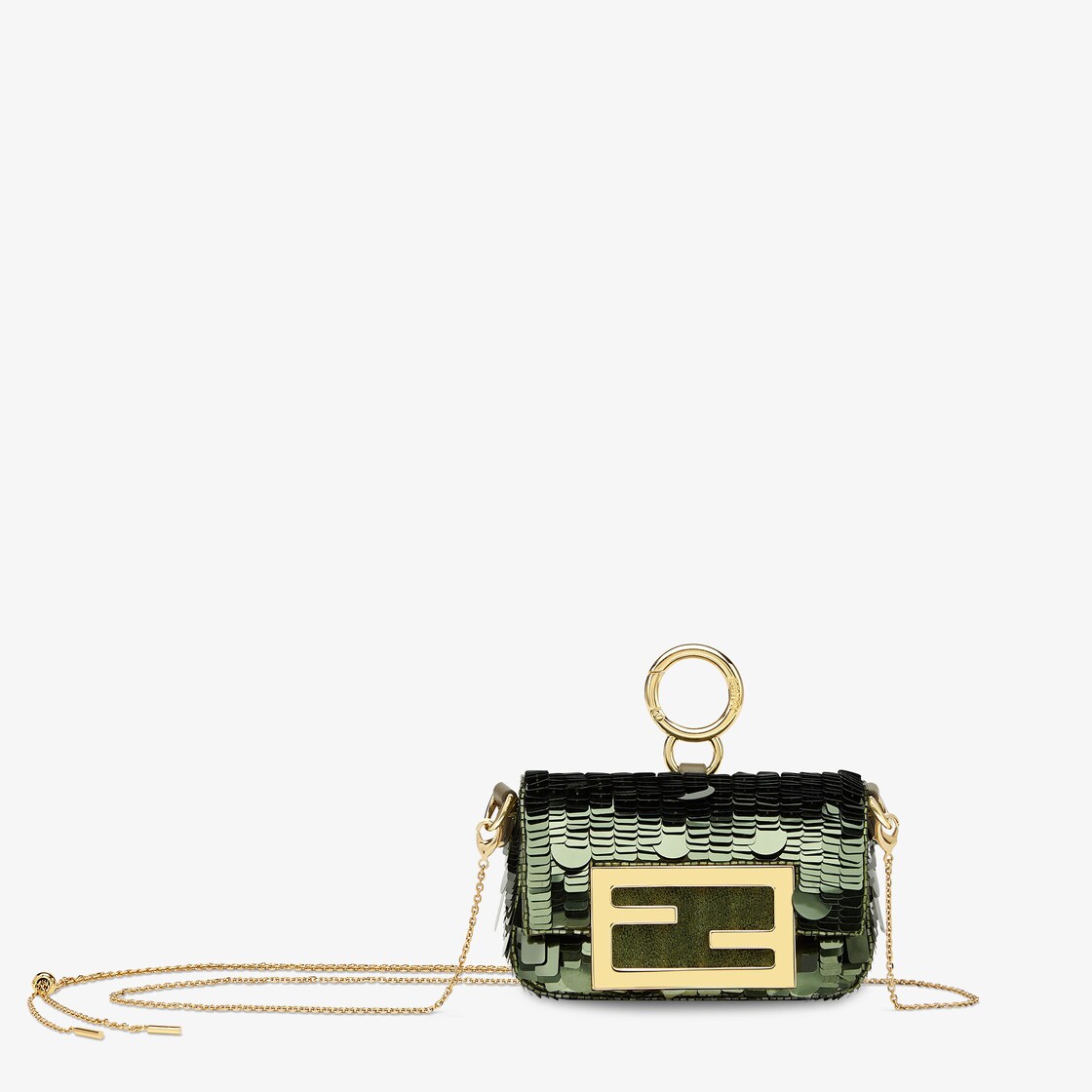 Nano Baguette Charm Sequins or crystals Green Fendi