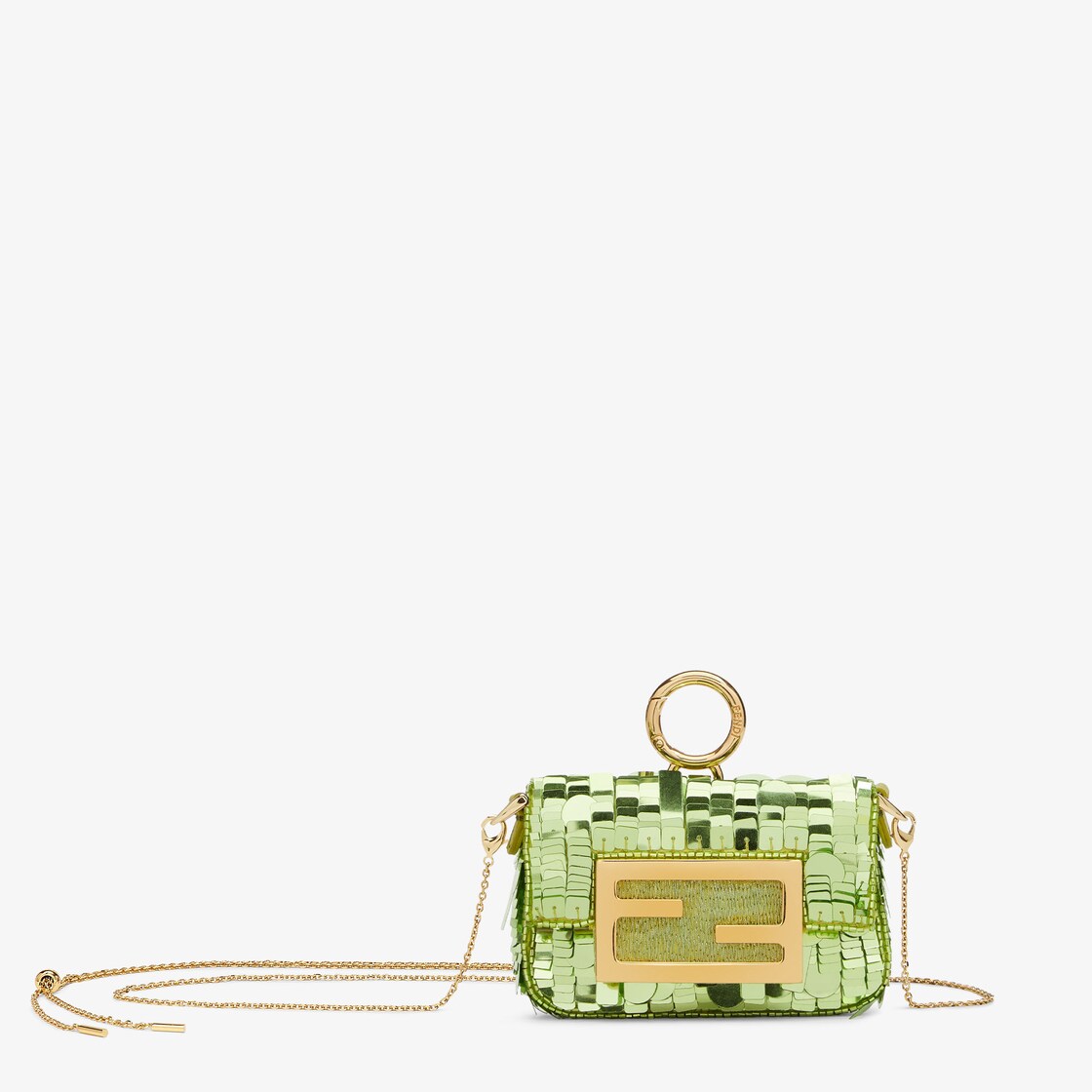 Nano Baguette Charm - Acid green sequin charm | Fendi