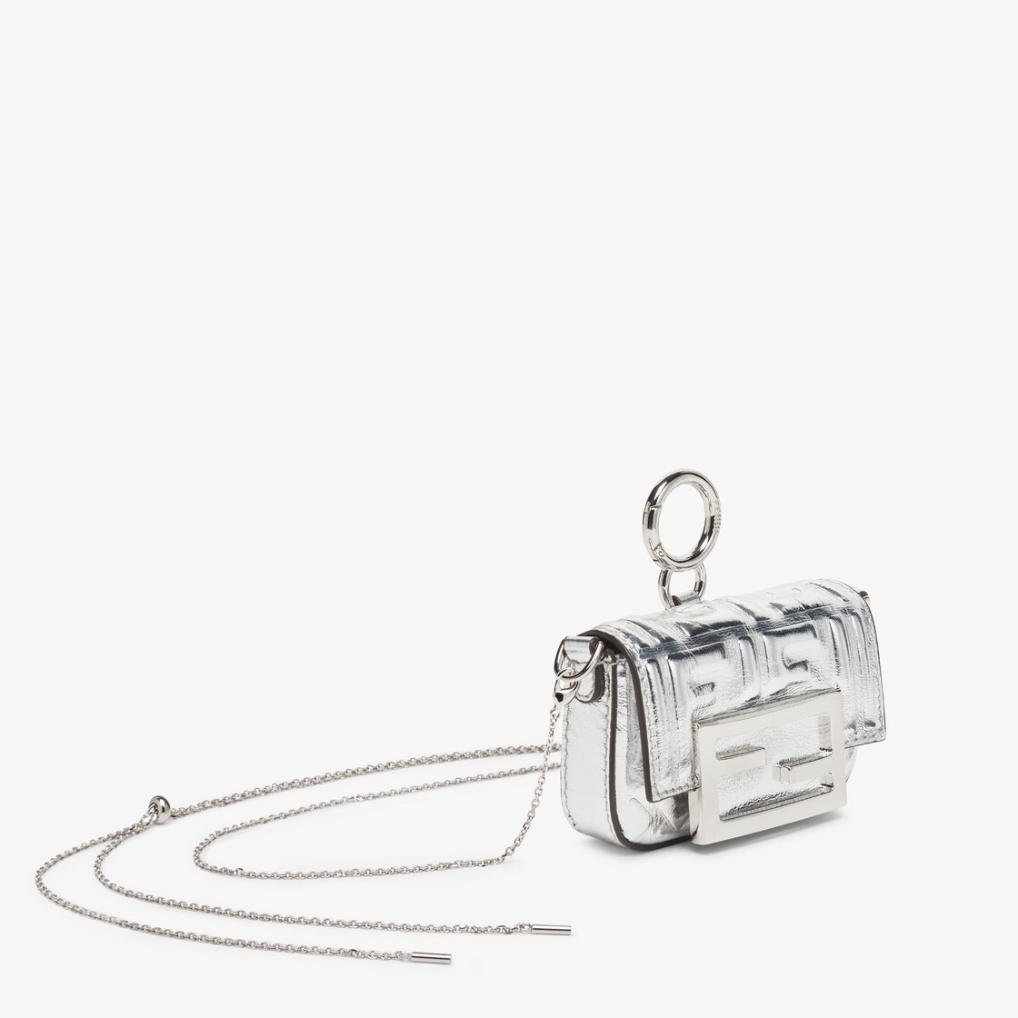 Nano Baguette Charm Leather Silver - Image 2/4