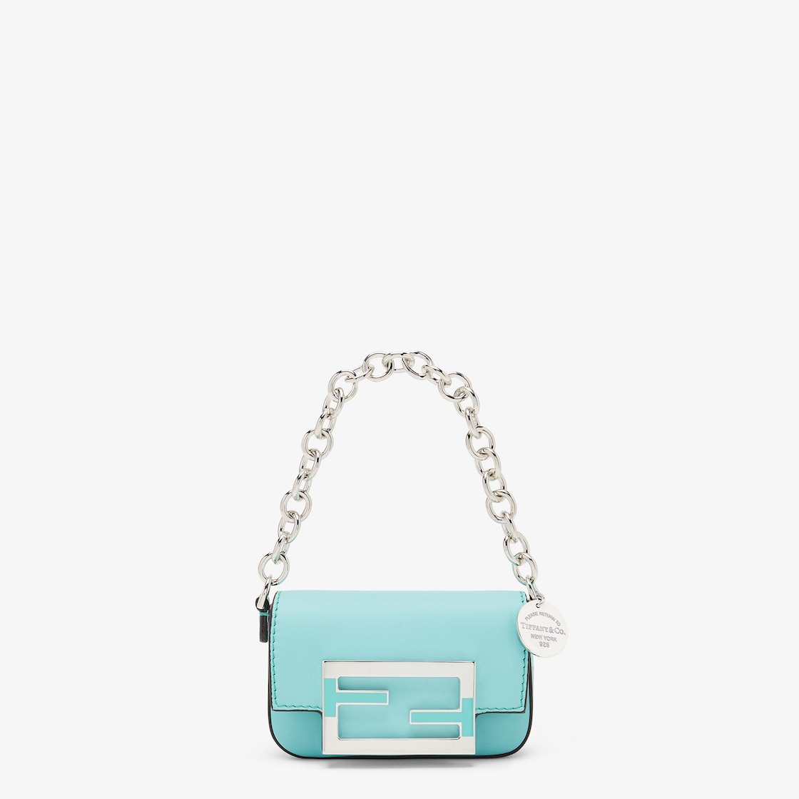 Nano Baguette Charm Tiffany Co. charm x Fendi in Tiffany Blue leather Fendi