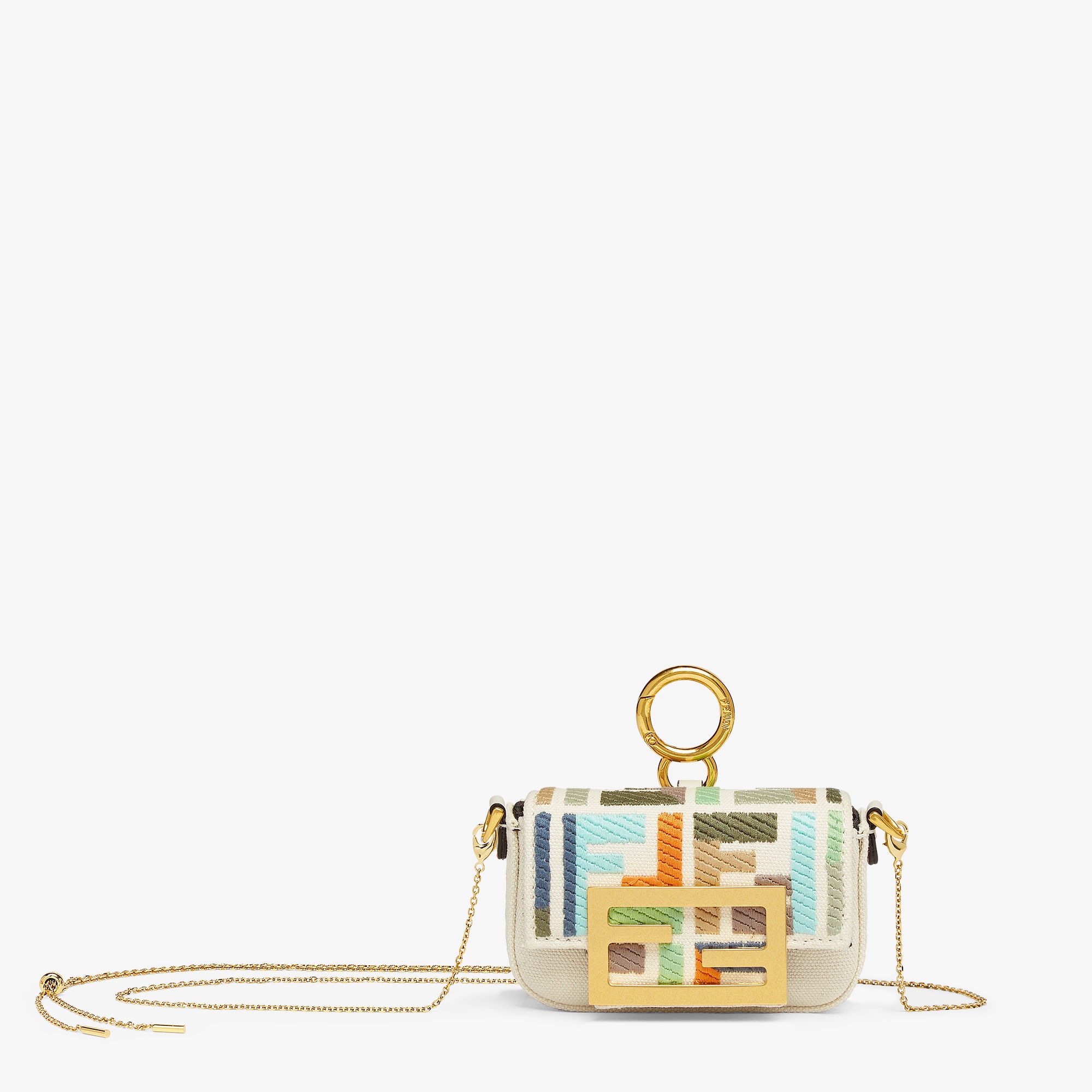 Nano Baguette Charm - Beige canvas charm | Fendi