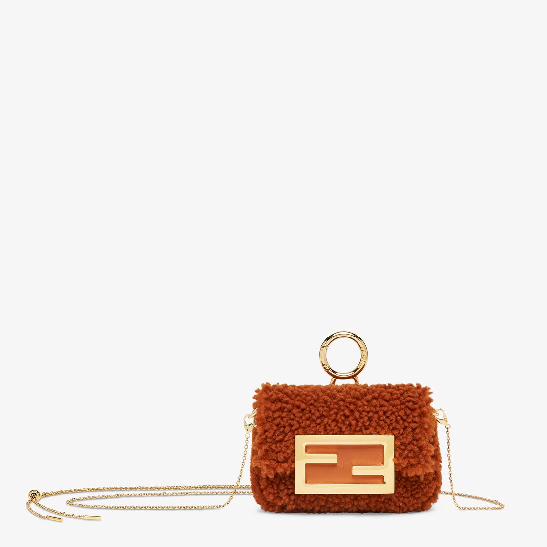 ナノ バゲット チャーム - ブラウンシープスキン チャーム | Fendi