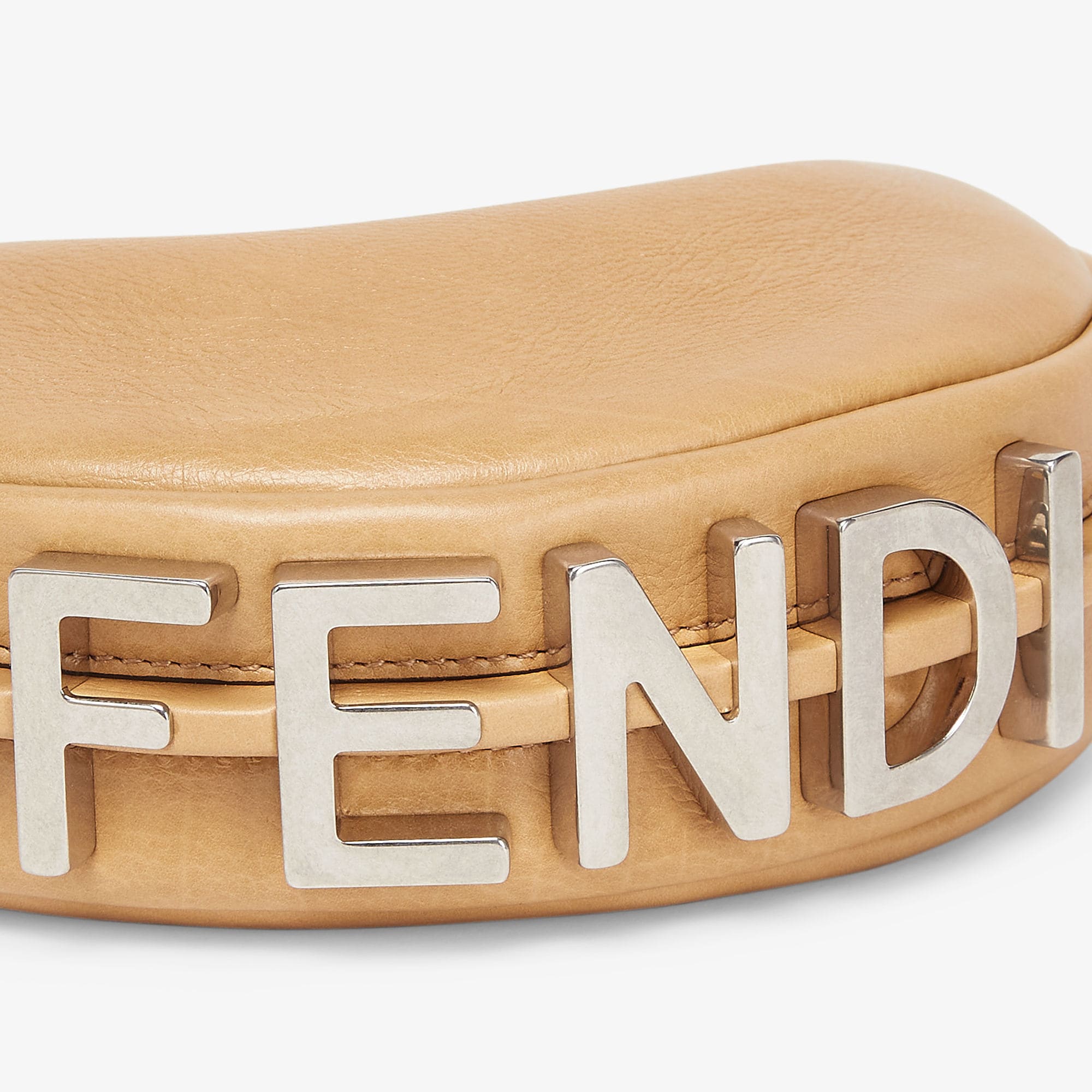 Nano FendigraphyBeige leather charm