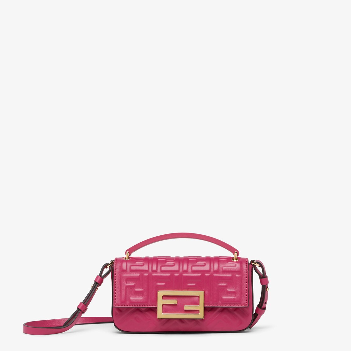 FENDI: bag in leather with logo - Fuchsia