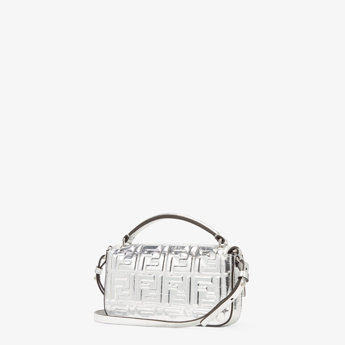 バゲット フォンポーチ - クラクリュール シルバーレザー ポーチ | Fendi