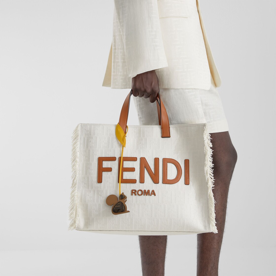 Charm Leather Beige Fendi