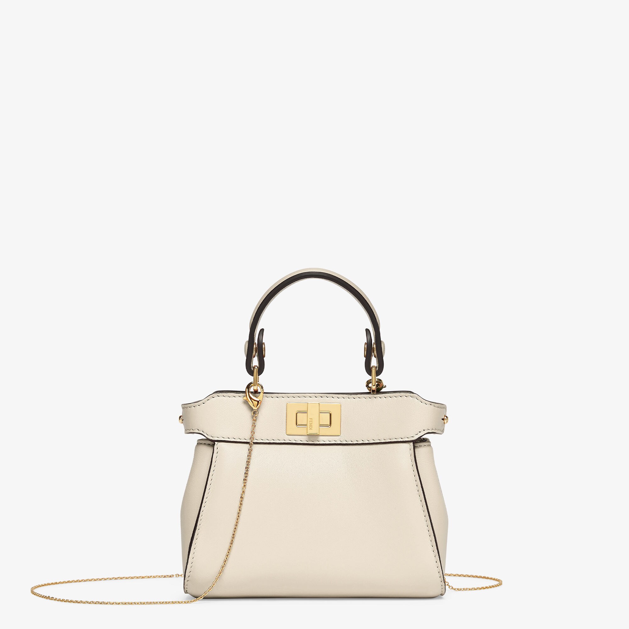 OUTLET【FENDI】WHITE☆Peekaboo Handle Nano ショルダーバッグ OUTLET【FENDI】WHITE☆Peekaboo Handle Nano ショルダーバッグ