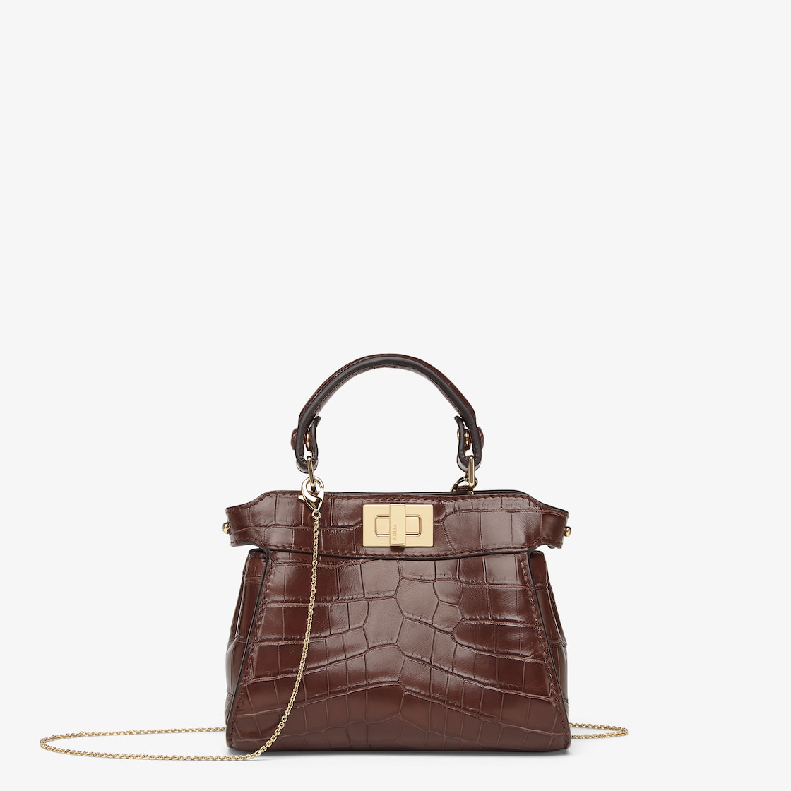 Nano Peekaboo Brown crocodile miniature bag Fendi