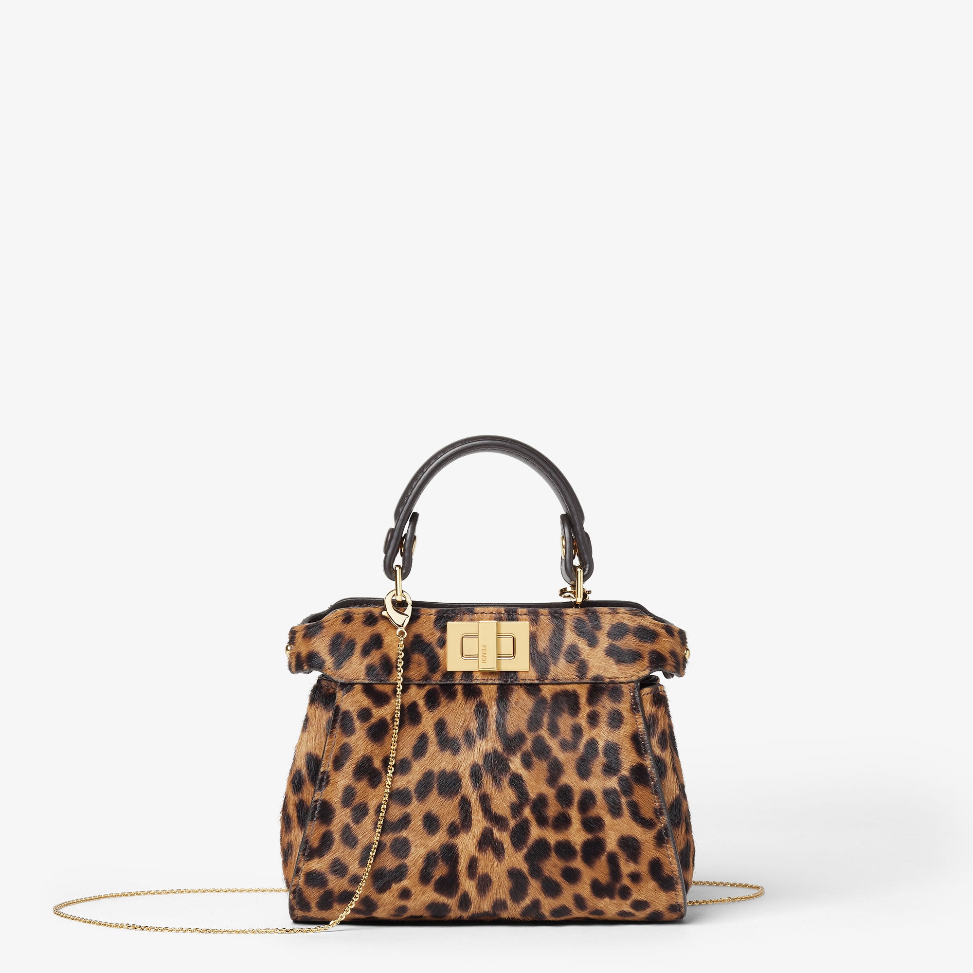 Fendi ハンドバッグ ファーとレザー ブラウン フェンディ FENDI バッグ 2WAY ハンドバッグ ショルダーバッグ 肩掛け