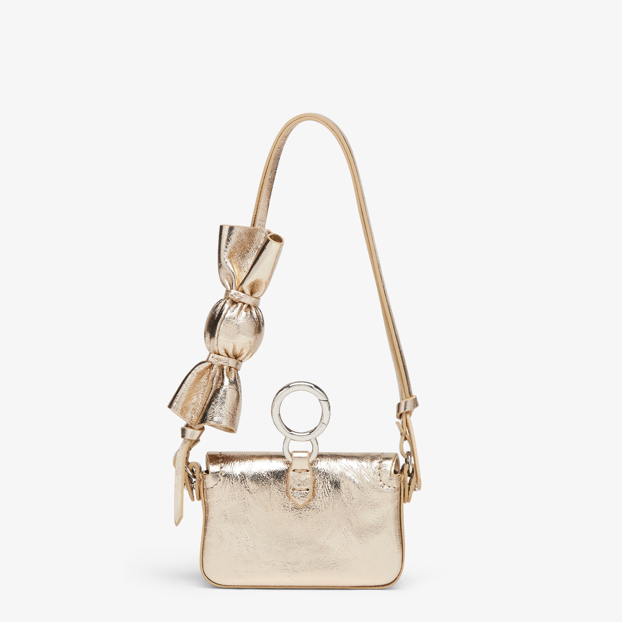 【FENDI】24FW＊ナノ バゲット チャーム メタリックレザー FENDI】ナノ バゲット チャーム シープスキン レザー 2way