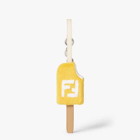 Fendi Bag charm made of yellow mink with white FF inlay