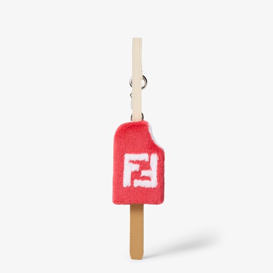 Fendi Bag charm made of red mink with white FF inlay