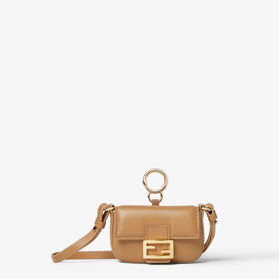 Fendi Nano Baguette Charm In Beige Nappa In Neutral